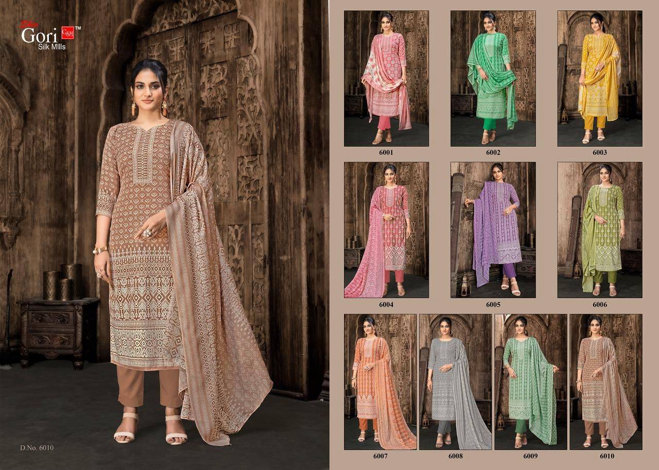 Son Pari Vol-6 By Shiv Gori Silk Mills 6001 To 6010 Series Beautiful Festive Suits Colorful Stylish Fancy Casual Wear & Ethnic Wear Rayon Print Dresses At Wholesale Price