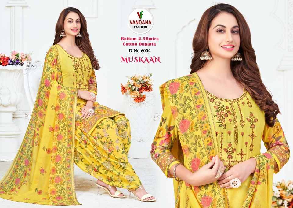 Muskaan Vol-6 By Vandana 6001 To 6012 Series Beautiful Stylish Festive Suits Fancy Colorful Casual Wear & Ethnic Wear & Ready To Wear Pure Cotton Dresses At Wholesale Price