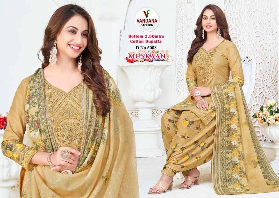 Muskaan Vol-6 By Vandana 6001 To 6012 Series Beautiful Stylish Festive Suits Fancy Colorful Casual Wear & Ethnic Wear & Ready To Wear Pure Cotton Dresses At Wholesale Price