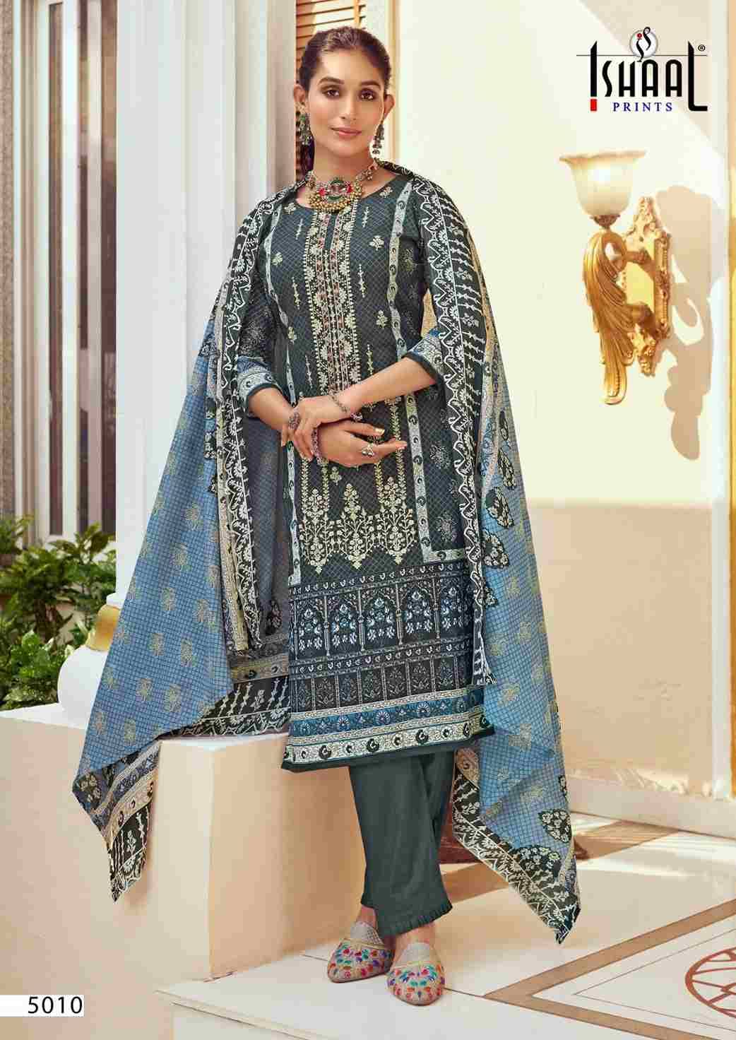 Embroidered Vol-5 By Ishaal Prints 5001 To 5010 Series Beautiful Suits Colorful Stylish Fancy Casual Wear & Ethnic Wear Pure Lawn Printed Dresses At Wholesale Price