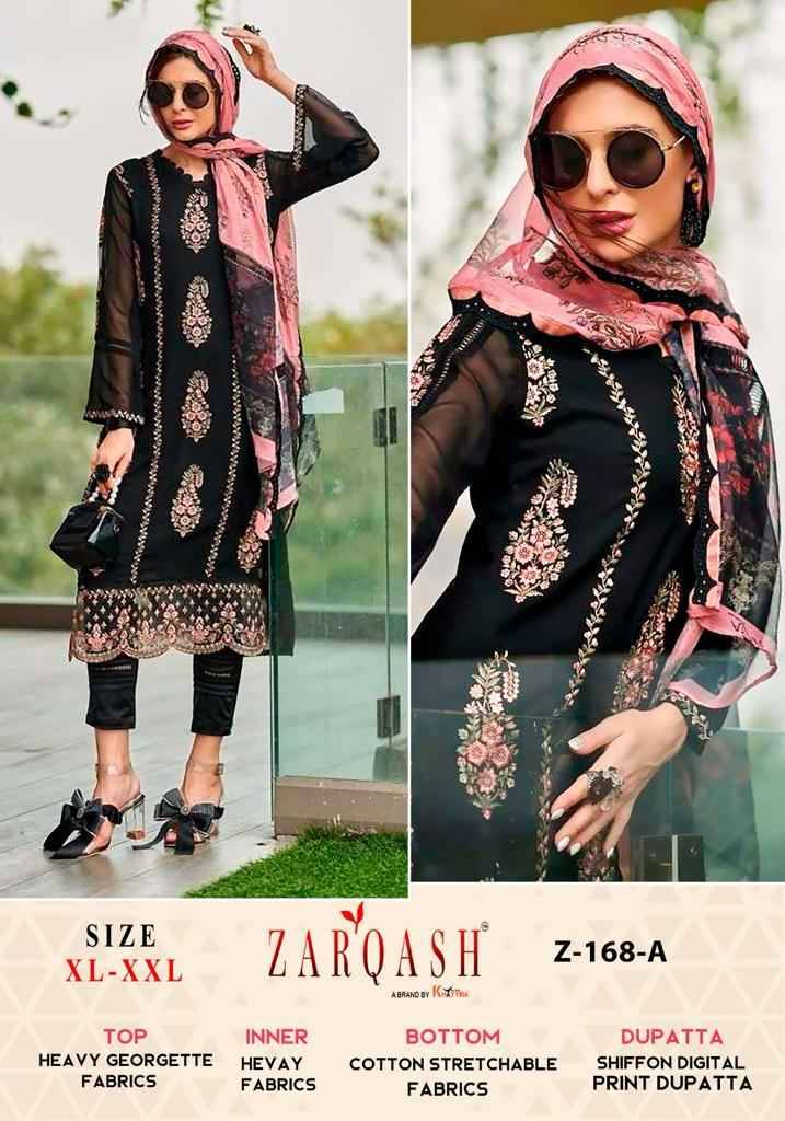 Zarqash Hit Design Z-168 Colours By Zarqash Z-168-A To Z-168-B Series Designer Festive Pakistani Suits Collection Beautiful Stylish Fancy Colorful Party Wear & Occasional Wear Heavy Georgette Embroidered Dresses At Wholesale Price