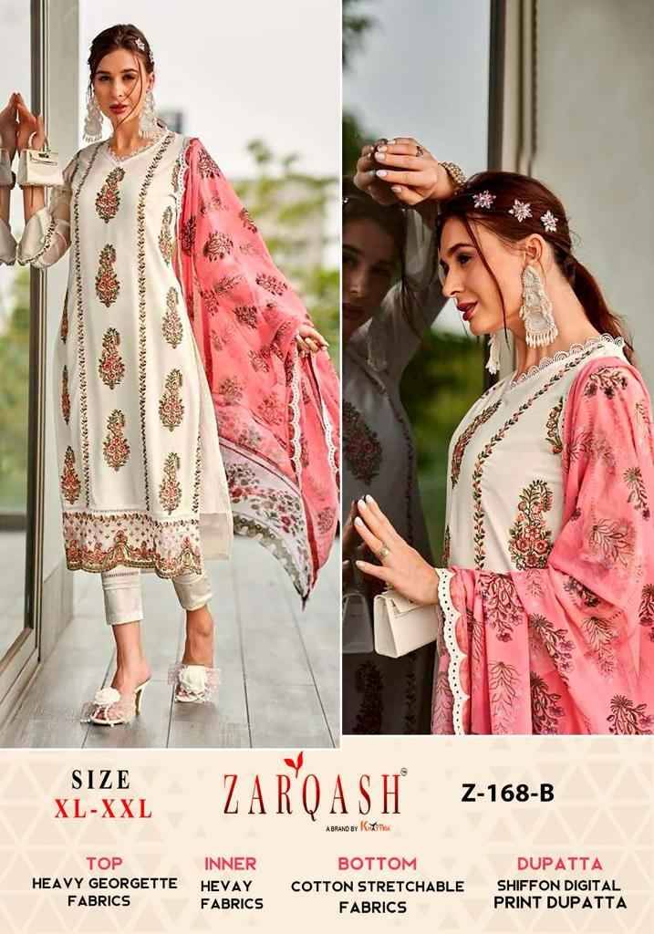 Zarqash Hit Design Z-168 Colours By Zarqash Z-168-A To Z-168-B Series Designer Festive Pakistani Suits Collection Beautiful Stylish Fancy Colorful Party Wear & Occasional Wear Heavy Georgette Embroidered Dresses At Wholesale Price