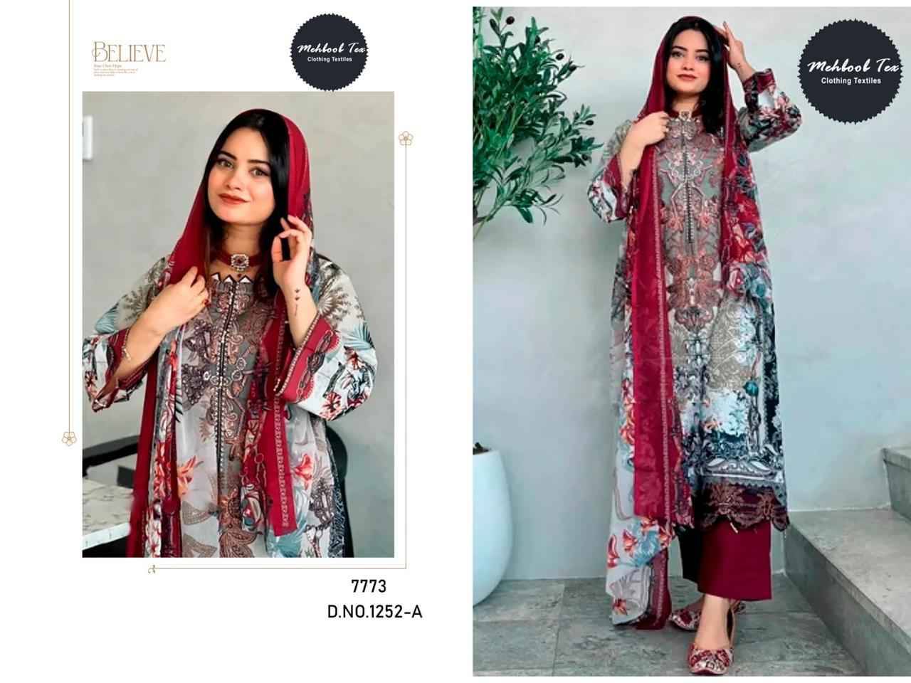 Mehboob Tex Hit Design 1252 Colours By Mehboob Tex 1252-A To 1252-B Series Beautiful Pakistani Suits Colorful Stylish Fancy Casual Wear & Ethnic Wear Pure Cotton Embroidered Dresses At Wholesale Price