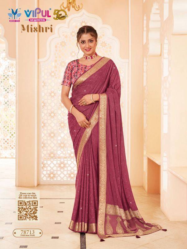 Mishri By Vipul Fashion 78705 To 78716 Series Indian Traditional Wear Collection Beautiful Stylish Fancy Colorful Party Wear & Occasional Wear Fancy Sarees At Wholesale Price