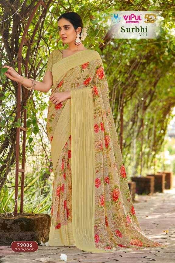 Surbhi Vol-4 By Vipul Fashion 79002 To 79013 Series Indian Traditional Wear Collection Beautiful Stylish Fancy Colorful Party Wear & Occasional Wear Georgette Print Sarees At Wholesale Price