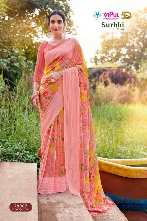 Surbhi Vol-4 By Vipul Fashion 79002 To 79013 Series Indian Traditional Wear Collection Beautiful Stylish Fancy Colorful Party Wear & Occasional Wear Georgette Print Sarees At Wholesale Price
