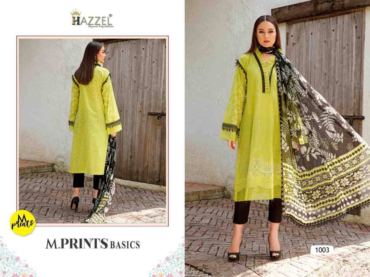 M.Prints Basics Hit Design 1003 By Hazzel Pakistani Suits Collection Beautiful Stylish Fancy Colorful Party Wear & Occasional Wear Pure Cotton Print With Work Dresses At Wholesale Price