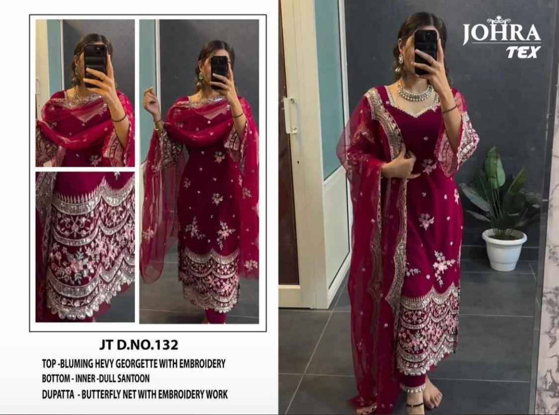 Johra Hit Design 132 By Johra Tex Pakistani Suits Collection Beautiful Stylish Fancy Colorful Party Wear & Occasional Wear Heavy Georgette Dresses At Wholesale Price