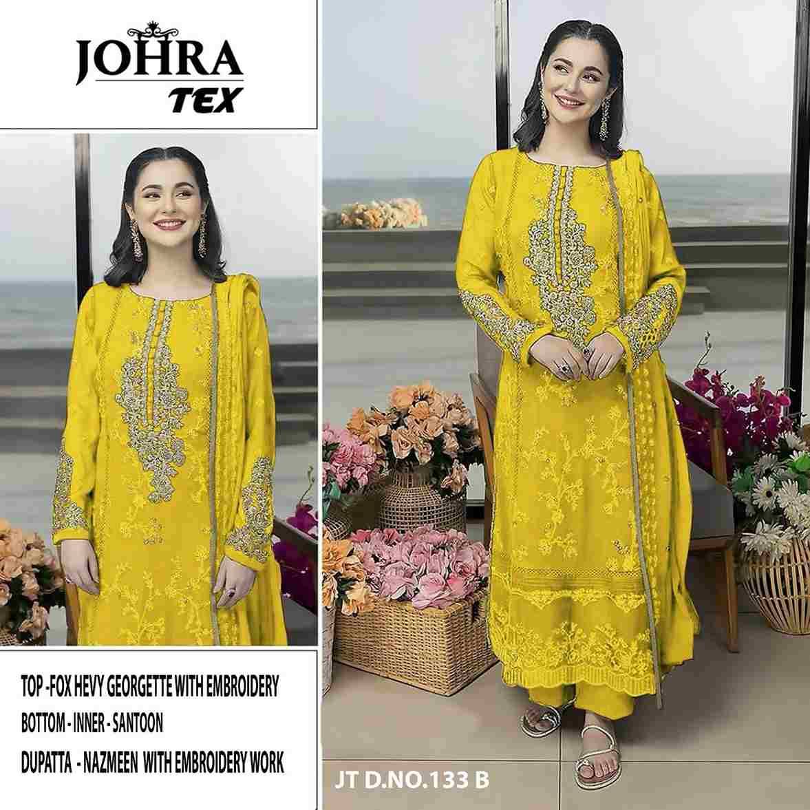 Johra Hit Design 133 Colours By Johra Tex 133-A To 133-B Series Beautiful Pakistani Suits Stylish Fancy Colorful Party Wear & Occasional Wear Faux Georgette Embroidery Dresses At Wholesale Price