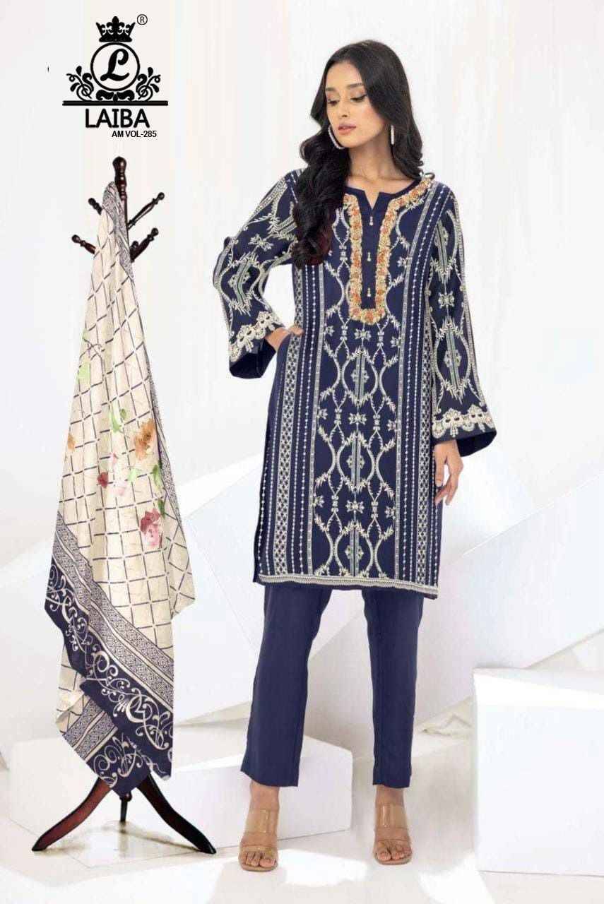 AM Vol-285 By Laiba 285-A To 285-D Series Designer Festive Pakistani Suits Collection Beautiful Stylish Fancy Colorful Party Wear & Occasional Wear Pure Georgette Embroidered Dresses At Wholesale Price