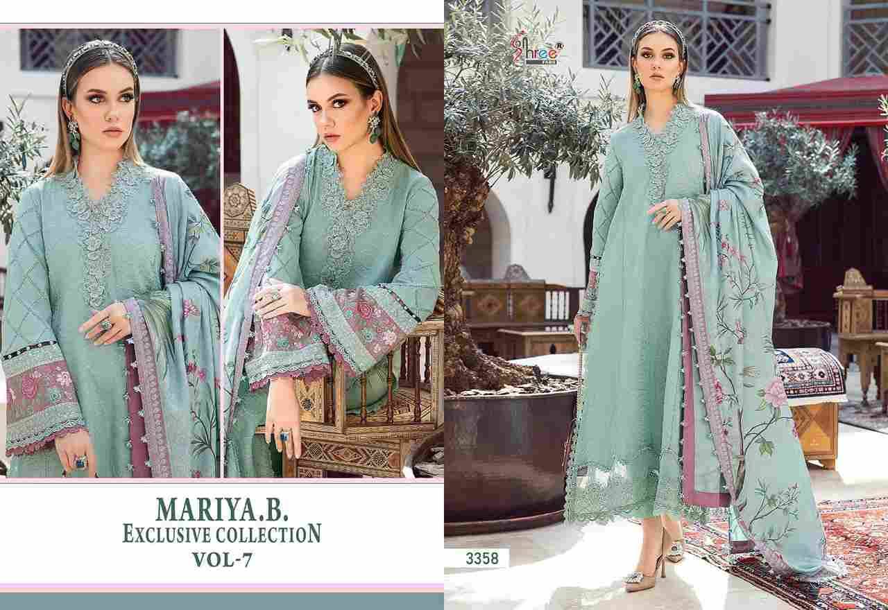 Mariya.B. Exclusive Collection Vol-7 By Shree Fabs 3356 To 3360 Series Designer Pakistani Suits Beautiful Fancy Stylish Colorful Party Wear & Occasional Wear Pure Rayon Cotton With Embroidery Dresses At Wholesale Price