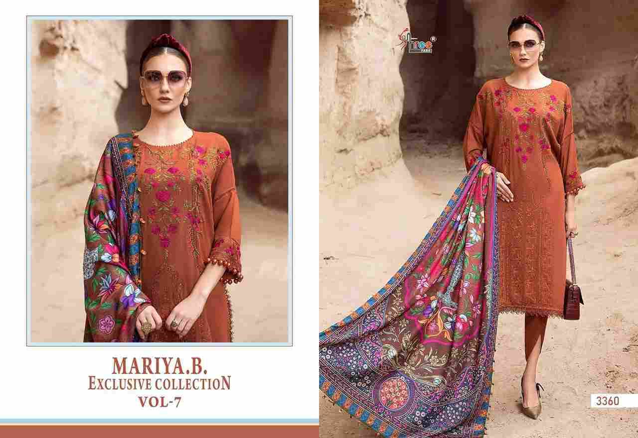 Mariya.B. Exclusive Collection Vol-7 By Shree Fabs 3356 To 3360 Series Designer Pakistani Suits Beautiful Fancy Stylish Colorful Party Wear & Occasional Wear Pure Rayon Cotton With Embroidery Dresses At Wholesale Price