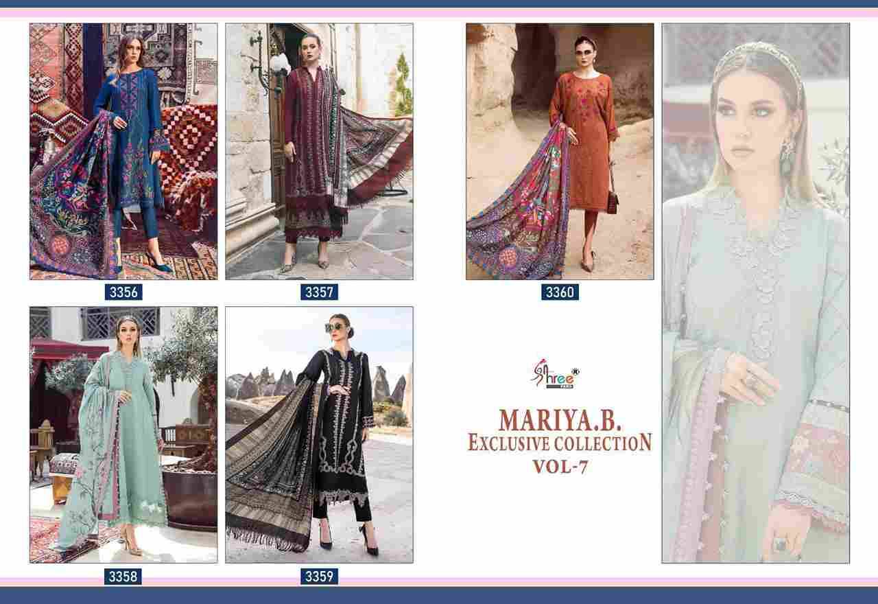 Mariya.B. Exclusive Collection Vol-7 By Shree Fabs 3356 To 3360 Series Designer Pakistani Suits Beautiful Fancy Stylish Colorful Party Wear & Occasional Wear Pure Rayon Cotton With Embroidery Dresses At Wholesale Price
