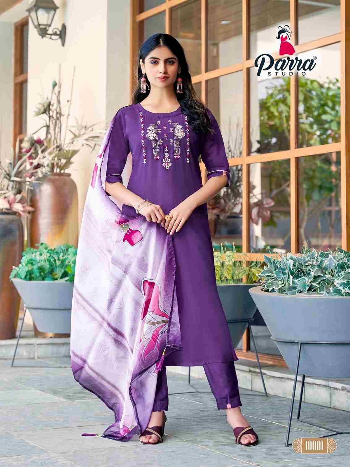 Srishti By Parra Studio 10001 To 10006 Series Beautiful Stylish Suits Fancy Colorful Casual Wear & Ethnic Wear & Ready To Wear Roman Silk Dresses At Wholesale Price