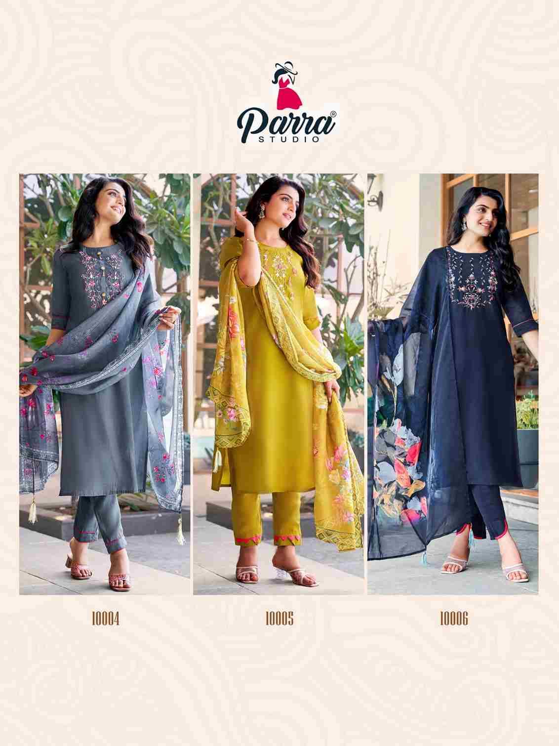 Srishti By Parra Studio 10001 To 10006 Series Beautiful Stylish Suits Fancy Colorful Casual Wear & Ethnic Wear & Ready To Wear Roman Silk Dresses At Wholesale Price