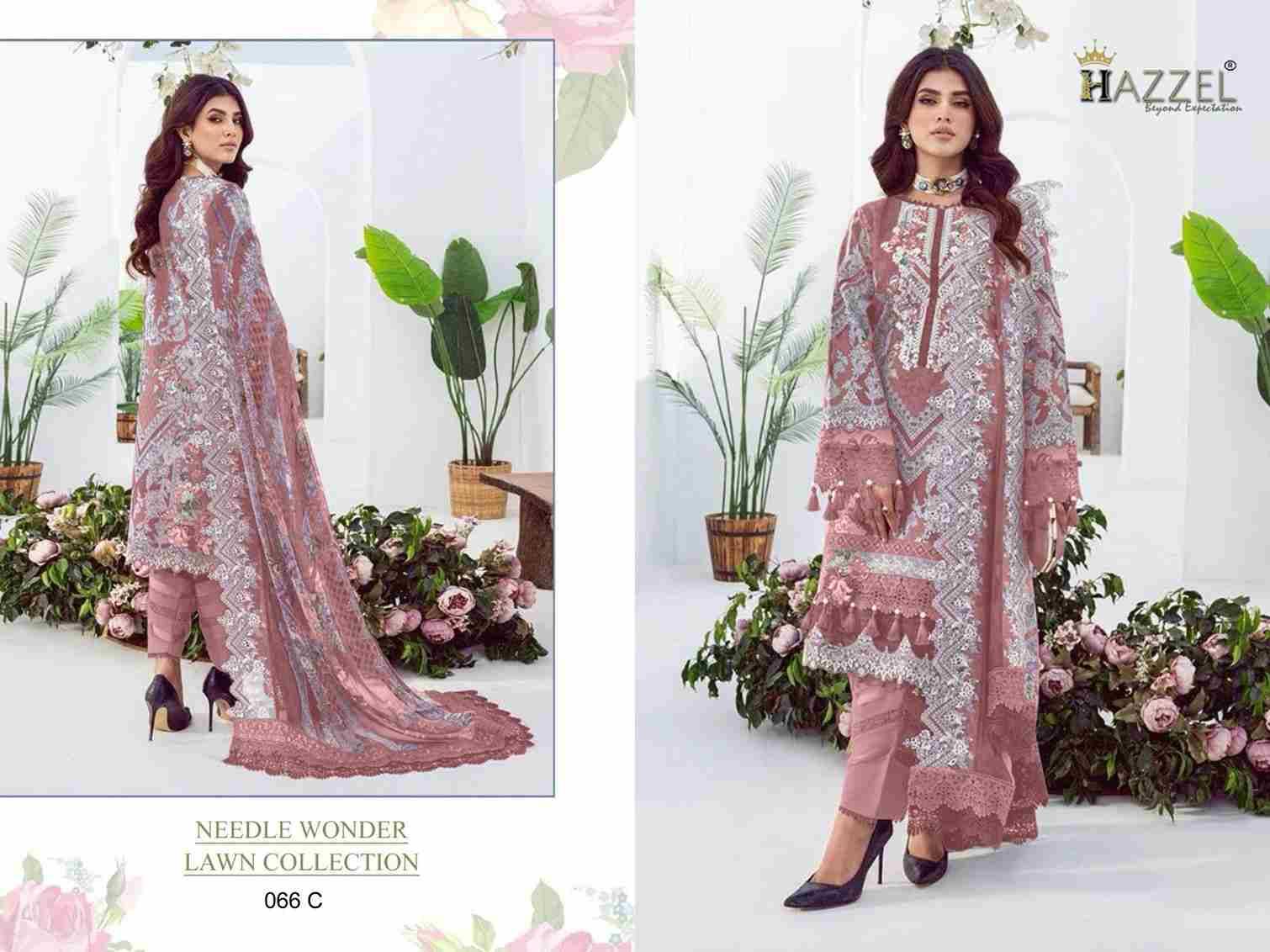 Needle Wonder Lawn Collection By Hazzel 066-A To 066-C Series Beautiful Pakistani Suits Stylish Fancy Colorful Party Wear & Occasional Wear Pure Jam Cotton Print With Embroidery Dresses At Wholesale Price