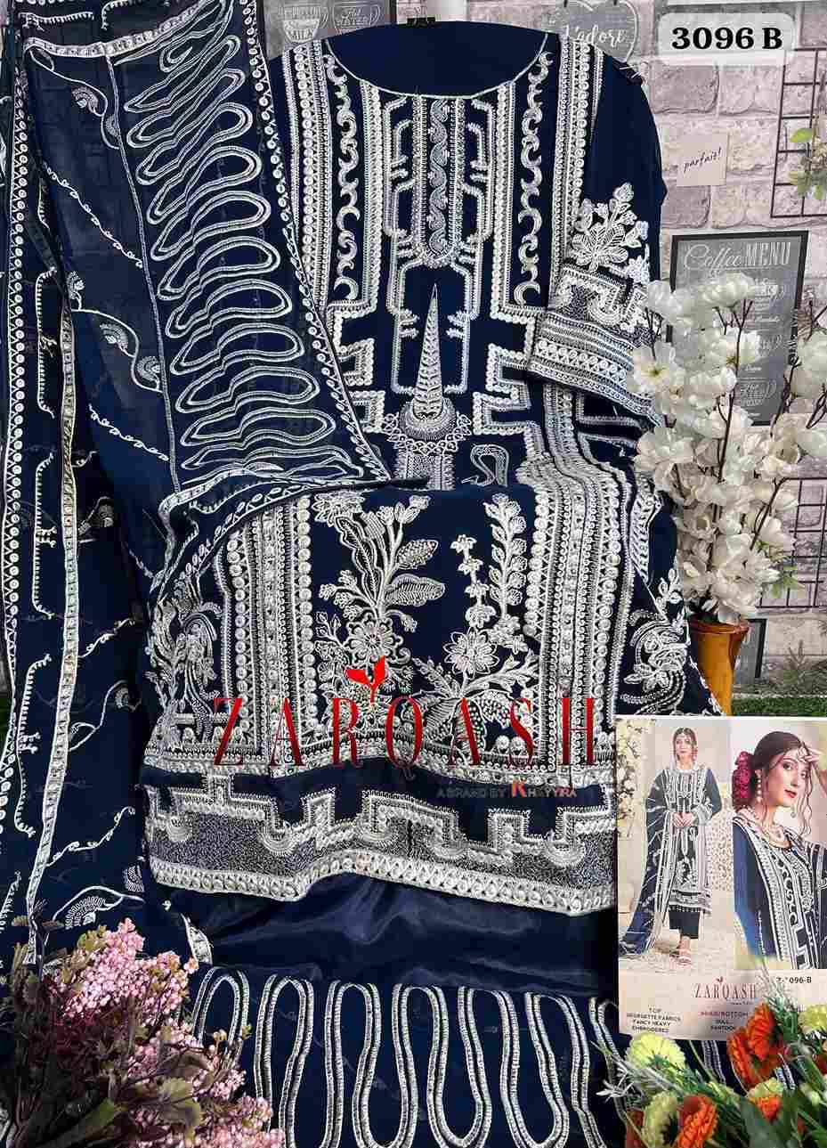 Zarqash Hit Design 3096 Colours By Zarqash 3096-A To 3096-D Series Beautiful Pakistani Suits Stylish Fancy Colorful Party Wear & Occasional Wear Georgette Embroidered Dresses At Wholesale Price