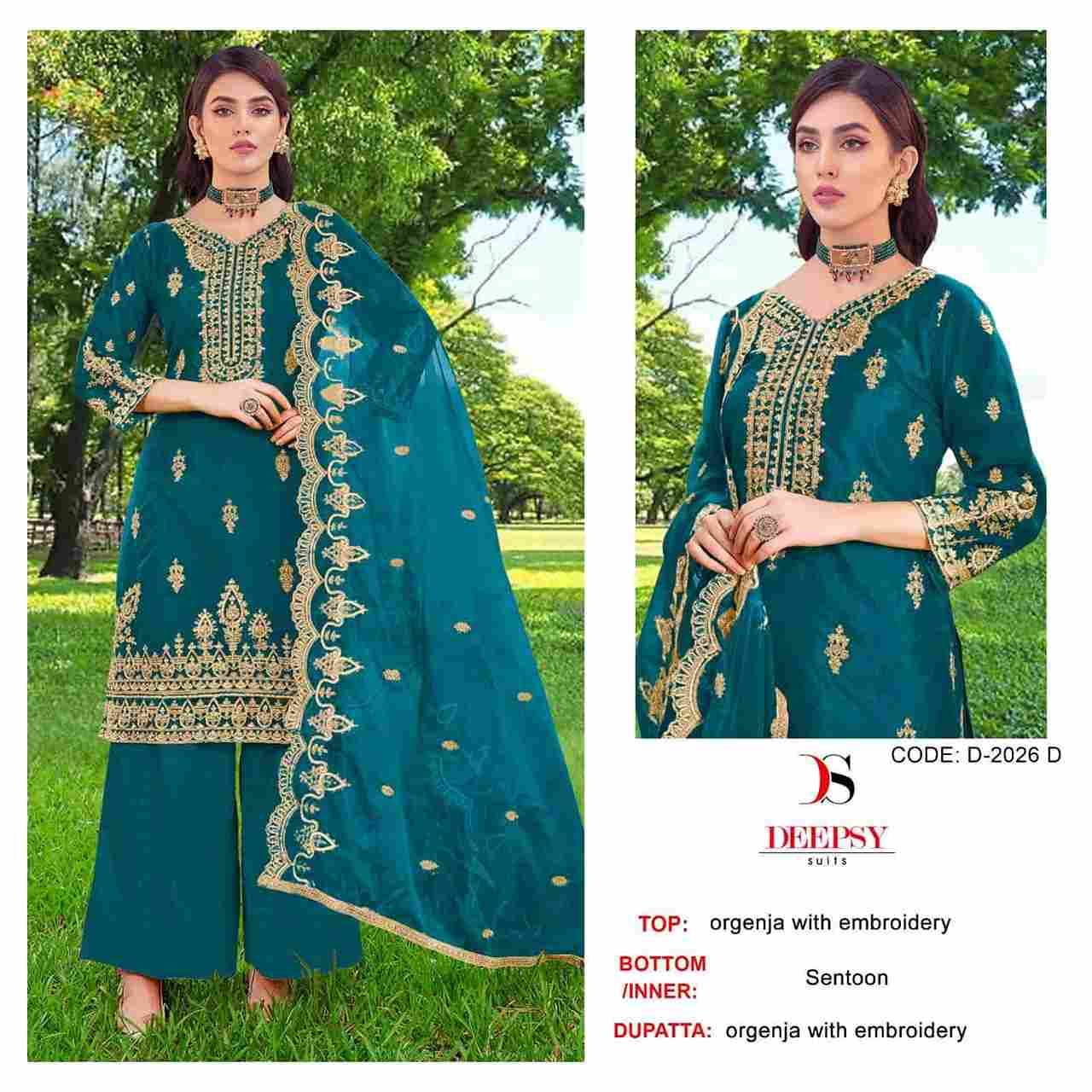 Deepsy Hit Design 2026 Colours By Deepsy Suits 2026-A To 2026-D Series Beautiful Pakistani Suits Stylish Fancy Colorful Party Wear & Occasional Wear Organza Embroidered Dresses At Wholesale Price