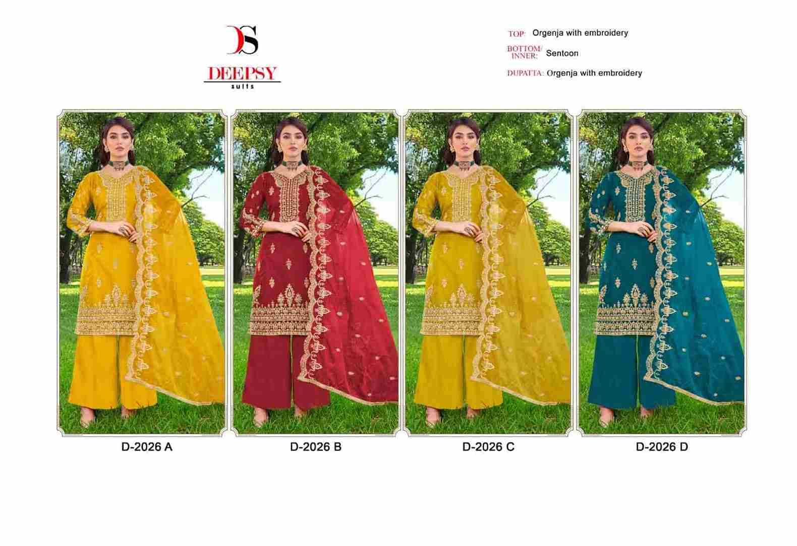 Deepsy Hit Design 2026 Colours By Deepsy Suits 2026-A To 2026-D Series Beautiful Pakistani Suits Stylish Fancy Colorful Party Wear & Occasional Wear Organza Embroidered Dresses At Wholesale Price
