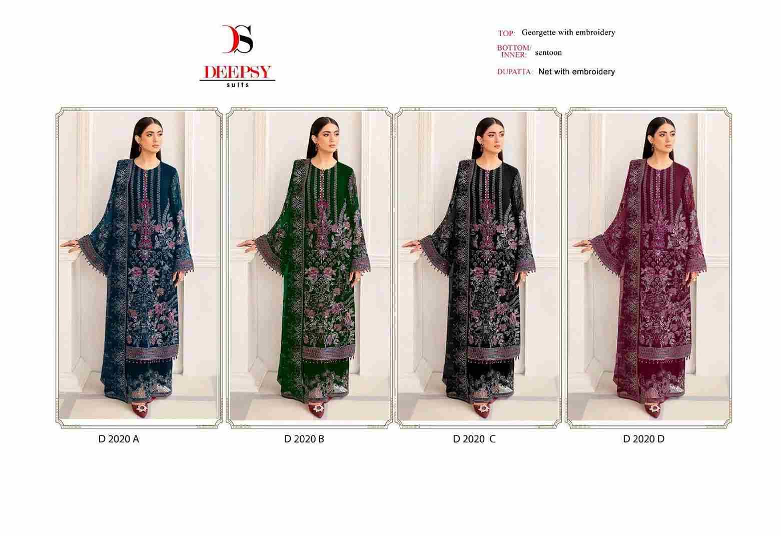 Deepsy Hit Design 2020 Colours By Deepsy Suits 2020-A To 2020-D Series Beautiful Pakistani Suits Stylish Fancy Colorful Party Wear & Occasional Wear Georgette Embroidered Dresses At Wholesale Price
