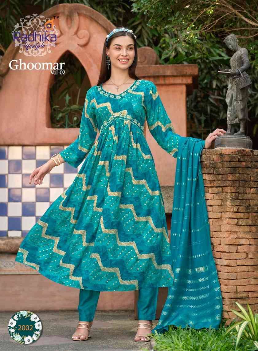 Ghoomar Vol-2 By Radhika Lifestyle 2001 To 2008 Series Designer Suits Beautiful Fancy Colorful Stylish Party Wear & Occasional Wear Rayon Print Dresses At Wholesale Price