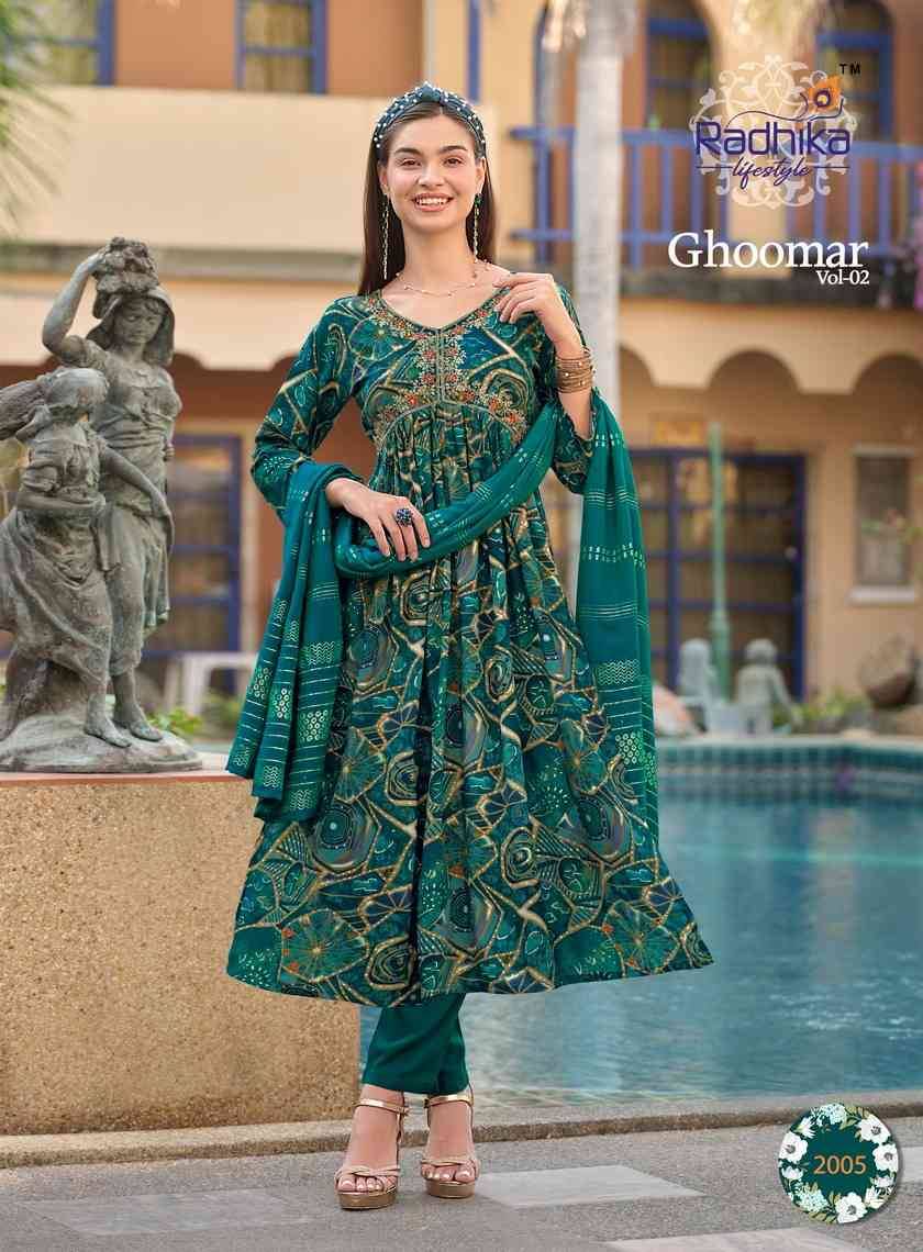Ghoomar Vol-2 By Radhika Lifestyle 2001 To 2008 Series Designer Suits Beautiful Fancy Colorful Stylish Party Wear & Occasional Wear Rayon Print Dresses At Wholesale Price