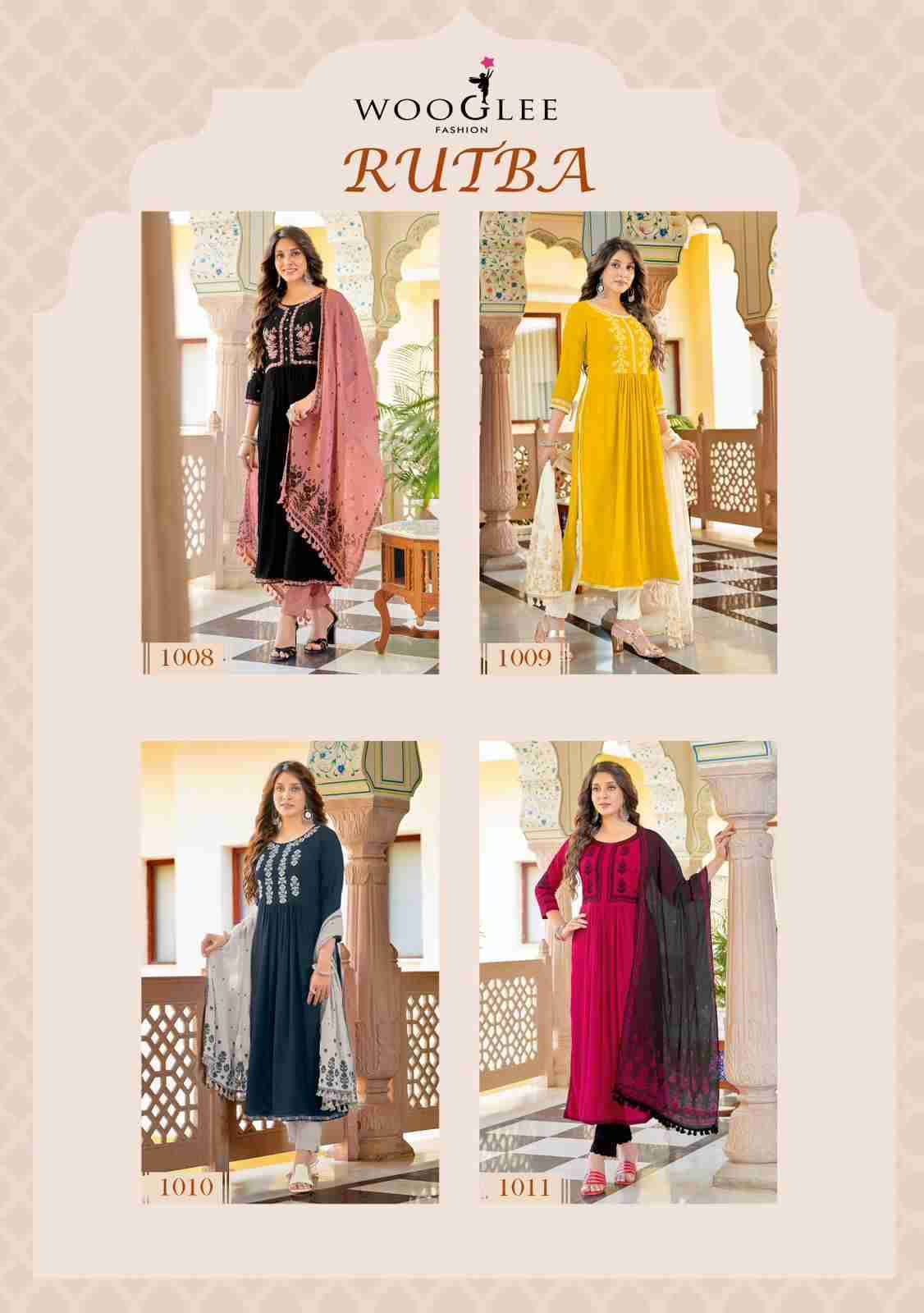 Rutba By Wooglee 1008 To 1011 Series Beautiful Suits Colorful Stylish Fancy Casual Wear & Ethnic Wear Heavy Rayon Print Dresses At Wholesale Price