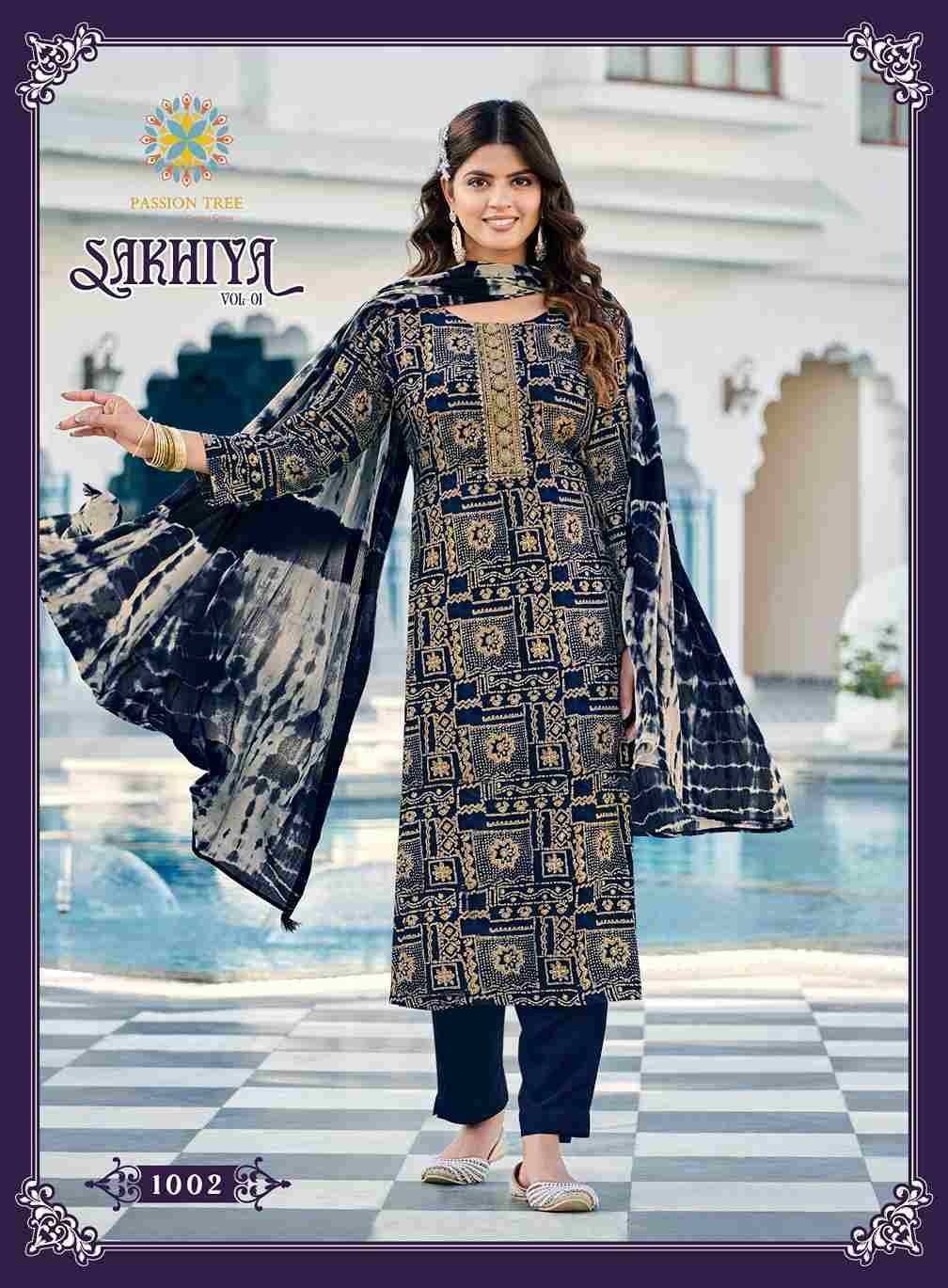 Sakhiya Vol-1 By Passion Tree 1001 To 1008 Series Beautiful Stylish Festive Suits Fancy Colorful Casual Wear & Ethnic Wear & Ready To Wear Rayon Print Dresses At Wholesale Price
