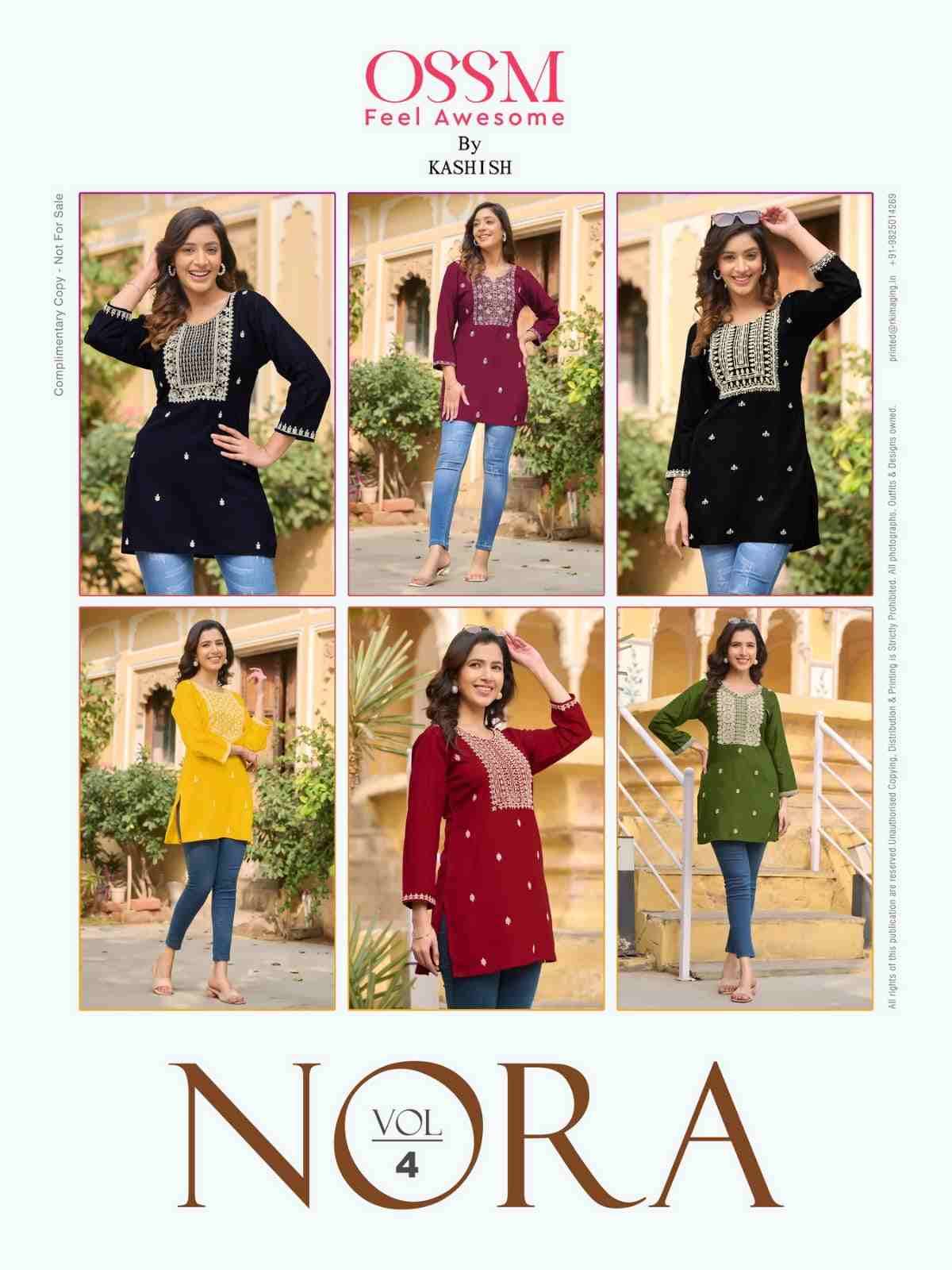 Nora Vol-4 By Ossm 401 To 406 Series Designer Stylish Fancy Colorful Beautiful Party Wear & Ethnic Wear Collection Rayon Slub Tops At Wholesale Price