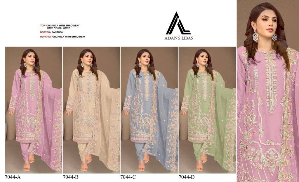 Adans Libas 7044 Colours By Adans Libas 7044-A To 7044-D Series Beautiful Pakistani Suits Colorful Stylish Fancy Casual Wear & Ethnic Wear Organza Embroidered Dresses At Wholesale Price