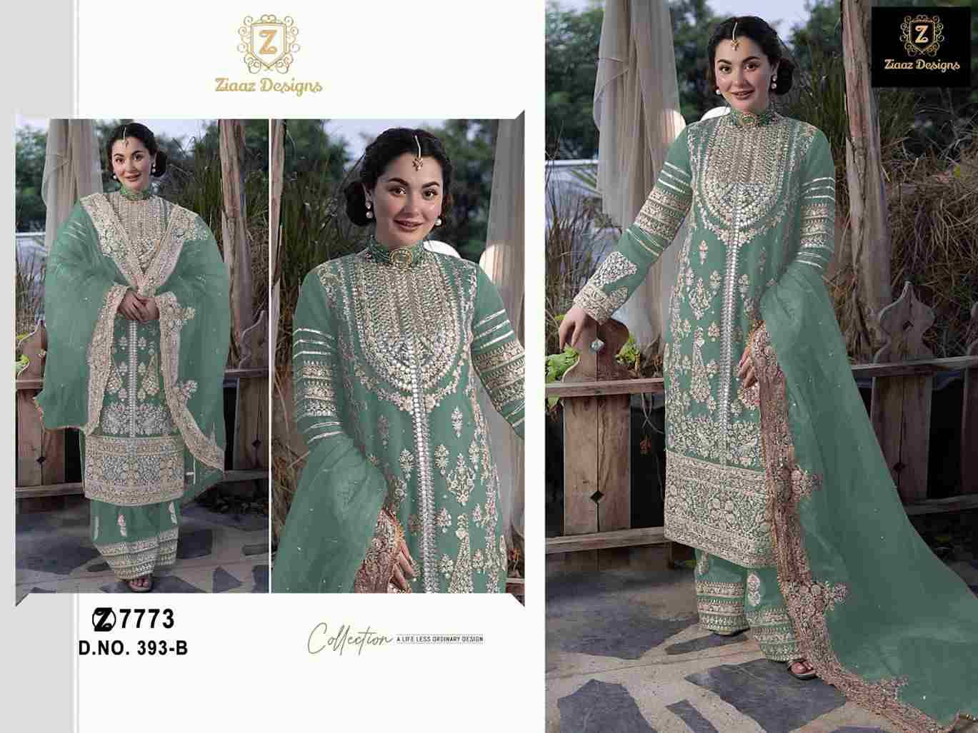 Ziaaz Designs Hit Design 393-B By Ziaaz Designs Beautiful Pakistani Suits Colorful Stylish Fancy Casual Wear & Ethnic Wear Georgette Embroidered Dresses At Wholesale Price