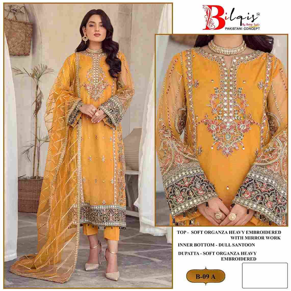 Bilqis Hit Design 09-A By Bilqis Beautiful Pakistani Suits Stylish Fancy Colorful Party Wear & Occasional Wear Organza Embroidery Dresses At Wholesale Price