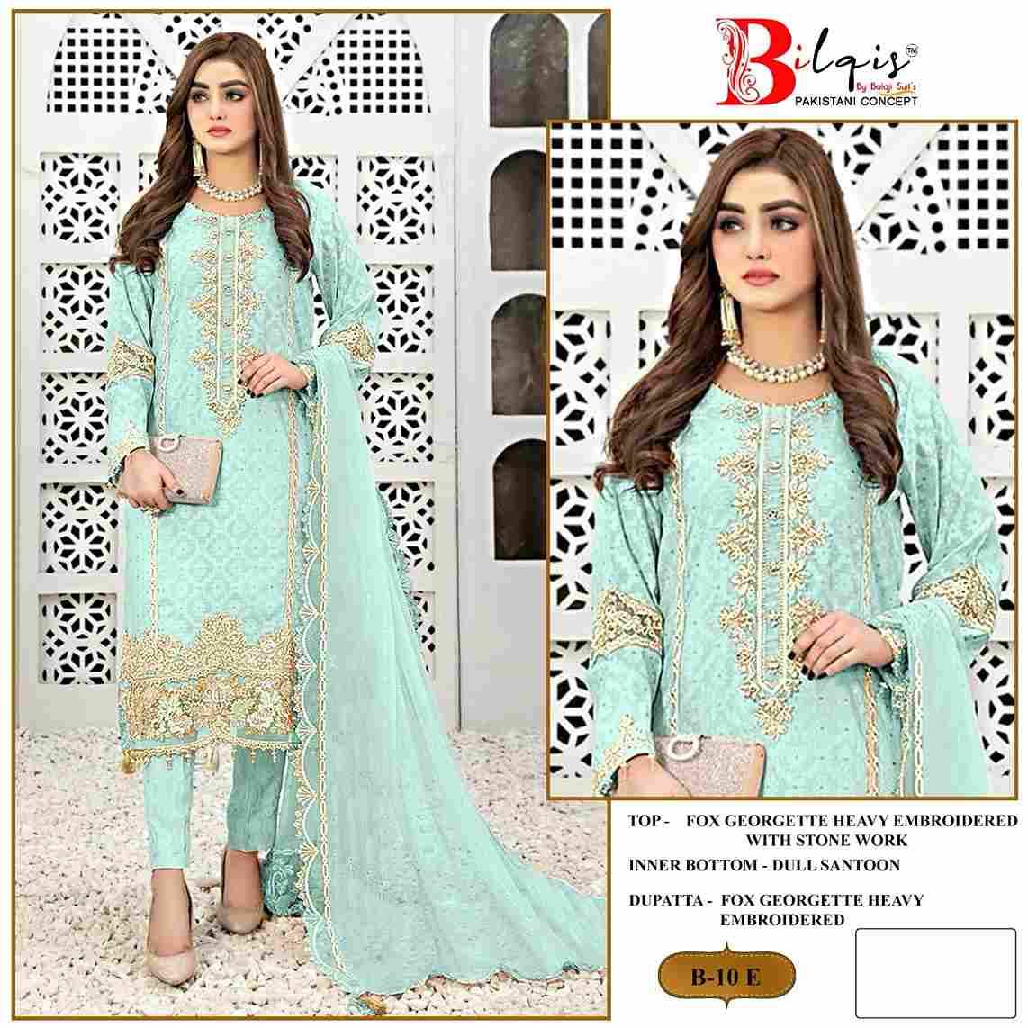Bilqis 10 Colours By Bilqis 10-E To 10-H Series Beautiful Pakistani Suits Stylish Fancy Colorful Party Wear & Occasional Wear Faux Georgette Embroidery Dresses At Wholesale Price