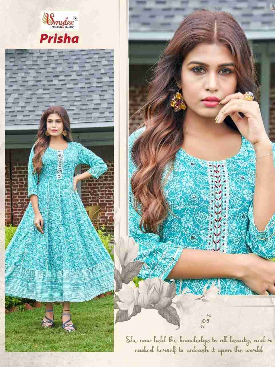 Prisha By Smylee 01 To 08 Series Designer Stylish Fancy Colorful Beautiful Party Wear & Ethnic Wear Collection Rayon Print Gowns At Wholesale Price