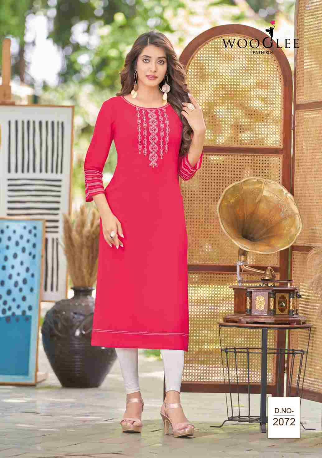 Barbella Vol-11 By Wooglee 2072 To 2077 Series Designer Stylish Fancy Colorful Beautiful Party Wear & Ethnic Wear Collection Rayon Print Kurtis At Wholesale Price