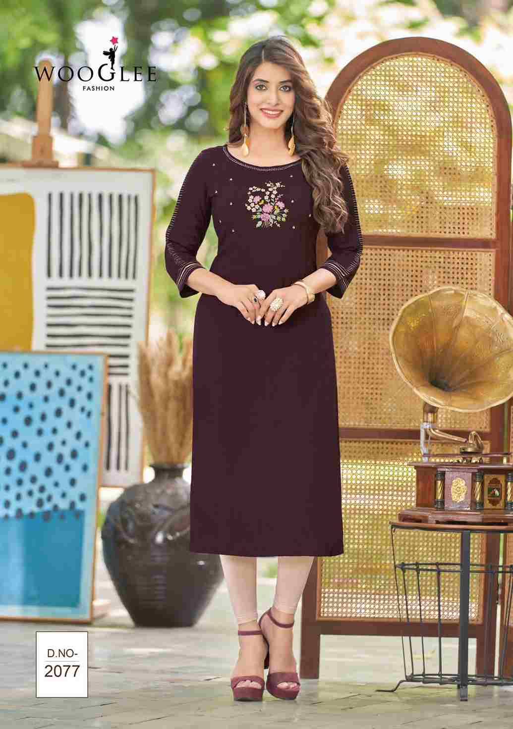 Barbella Vol-11 By Wooglee 2072 To 2077 Series Designer Stylish Fancy Colorful Beautiful Party Wear & Ethnic Wear Collection Rayon Print Kurtis At Wholesale Price