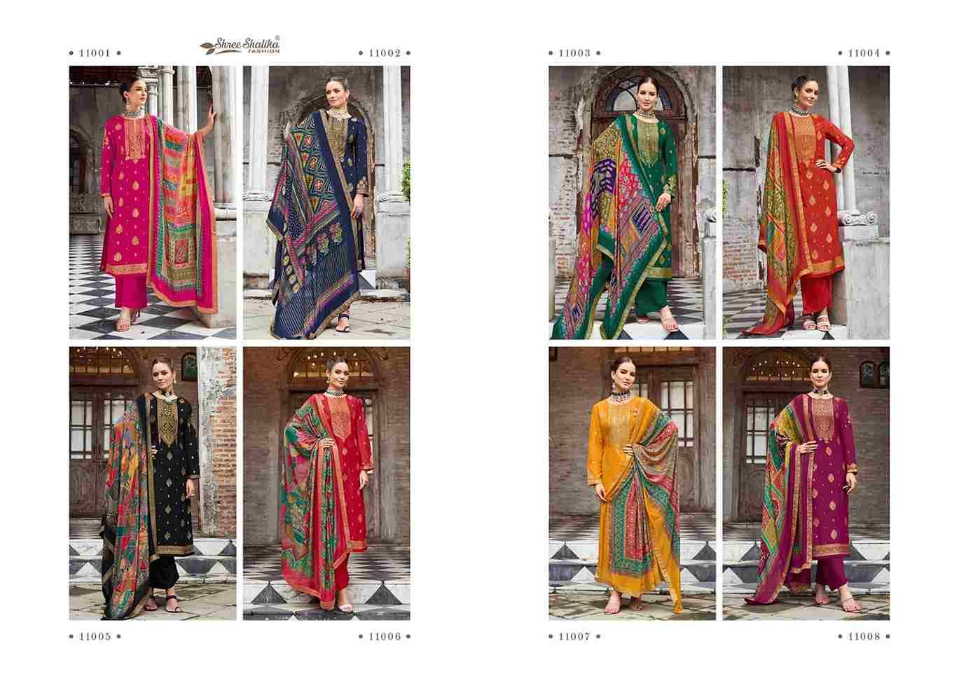 Mandakini Vol-12 By Shree Shalika Fashion 11001 To 11008 Series Beautiful Festive Suits Colorful Stylish Fancy Casual Wear & Ethnic Wear Prue Viscose Dola Jacquard Dresses At Wholesale Price