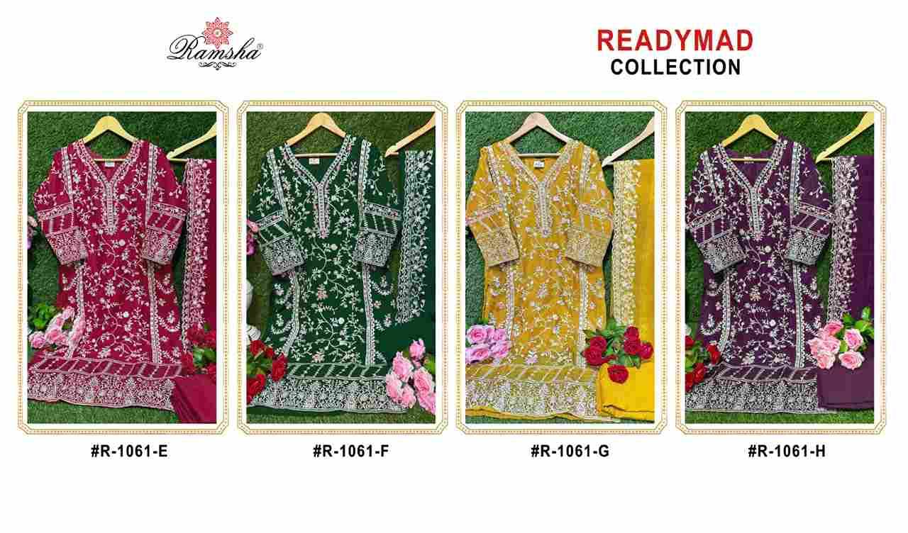 Ramsha 1061 Colours Vol-2 By Ramsha 1061-E To 1061-H Series Beautiful Pakistani Suits Colorful Stylish Fancy Casual Wear & Ethnic Wear Organza Embroidered Dresses At Wholesale Price