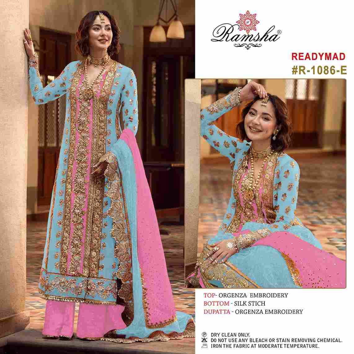 Ramsha 1086 Colours Vol-2 By Ramsha 1086-E To 1086-H Series Beautiful Pakistani Suits Colorful Stylish Fancy Casual Wear & Ethnic Wear Organza Embroidered Dresses At Wholesale Price