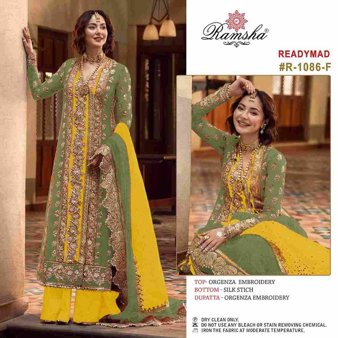 Ramsha 1086 Colours Vol-2 By Ramsha 1086-E To 1086-H Series Beautiful Pakistani Suits Colorful Stylish Fancy Casual Wear & Ethnic Wear Organza Embroidered Dresses At Wholesale Price