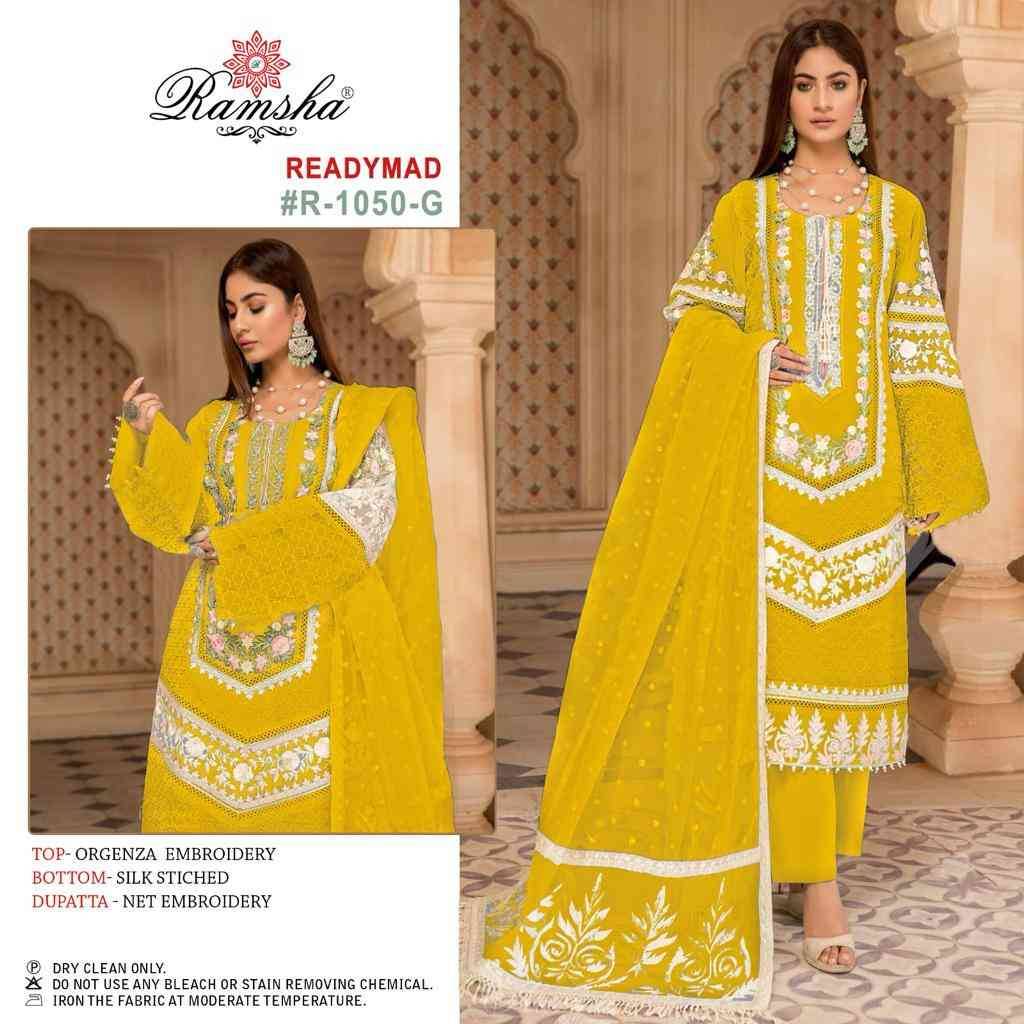 Ramsha 1050 Colours Vol-2 By Ramsha 1050-E To 1050-H Series Pakistani Suits Beautiful Fancy Colorful Stylish Party Wear & Occasional Wear Organza Embroidery Dresses At Wholesale Price