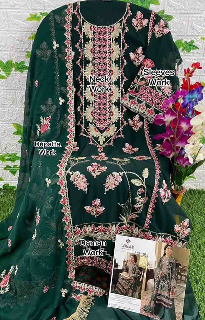Mahnur Hit Design 20002 By Mahnur Fashion Pakistani Suits Beautiful Fancy Colorful Stylish Party Wear & Occasional Wear Faux Georgette With Embroidery Dresses At Wholesale Price