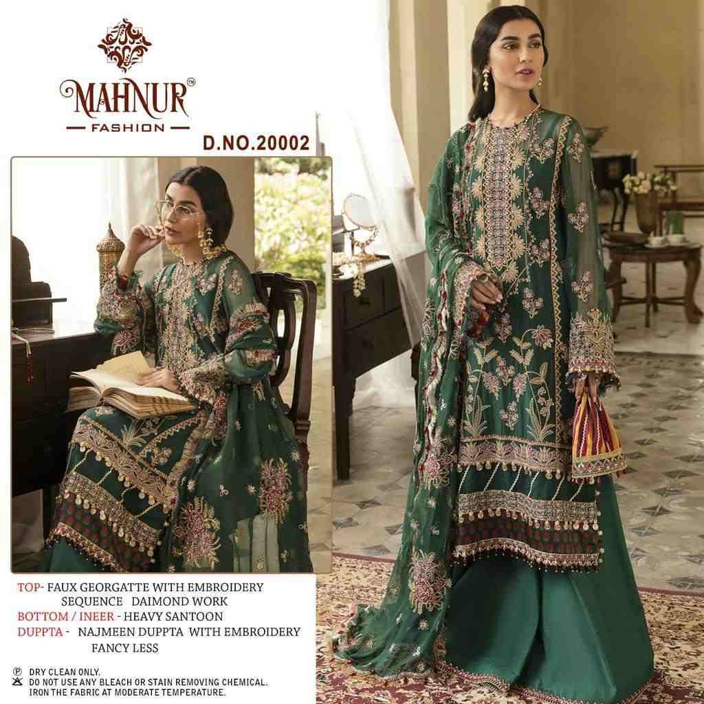 Mahnur Hit Design 20002 By Mahnur Fashion Pakistani Suits Beautiful Fancy Colorful Stylish Party Wear & Occasional Wear Faux Georgette With Embroidery Dresses At Wholesale Price