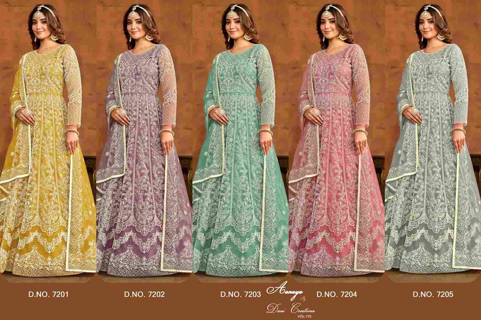 Aanaya Vol-172 By Twisha 7201 To 7205 Series Designer Anarkali Suits Collection Beautiful Stylish Fancy Colorful Party Wear & Occasional Wear Net Dresses At Wholesale Price