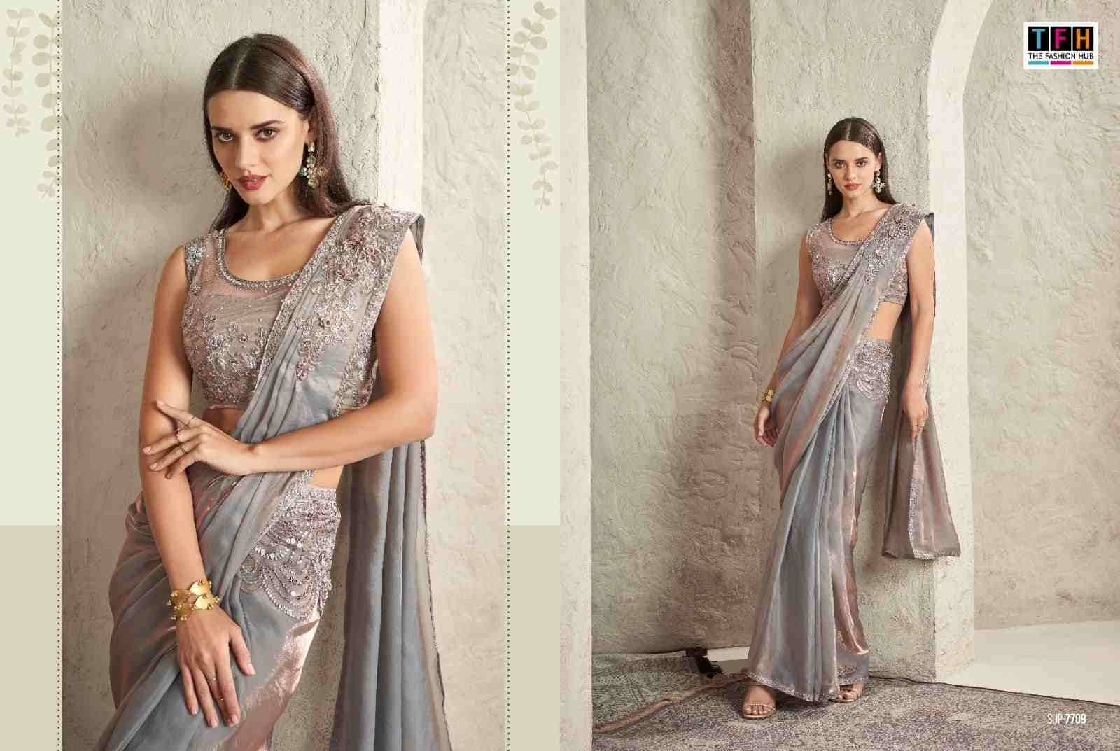 Super Star Vol-2 By Tfh 7701 To 7712 Series Indian Traditional Wear Collection Beautiful Stylish Fancy Colorful Party Wear & Occasional Wear Fancy Sarees At Wholesale Price