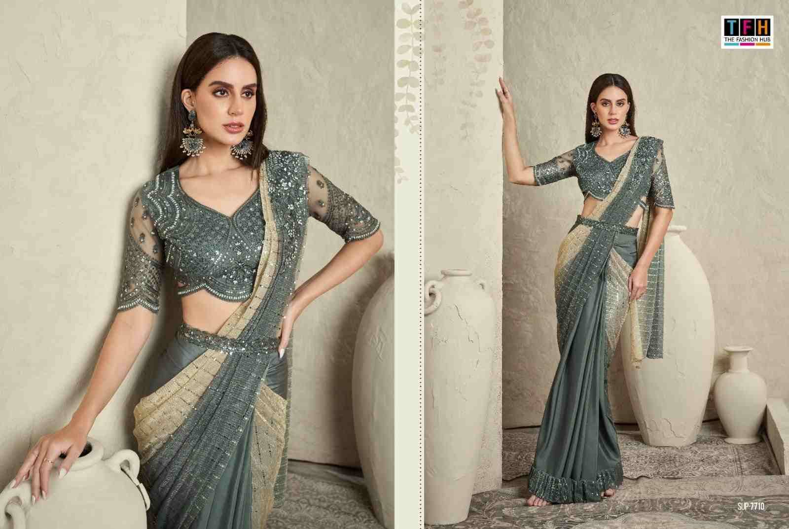 Super Star Vol-2 By Tfh 7701 To 7712 Series Indian Traditional Wear Collection Beautiful Stylish Fancy Colorful Party Wear & Occasional Wear Fancy Sarees At Wholesale Price