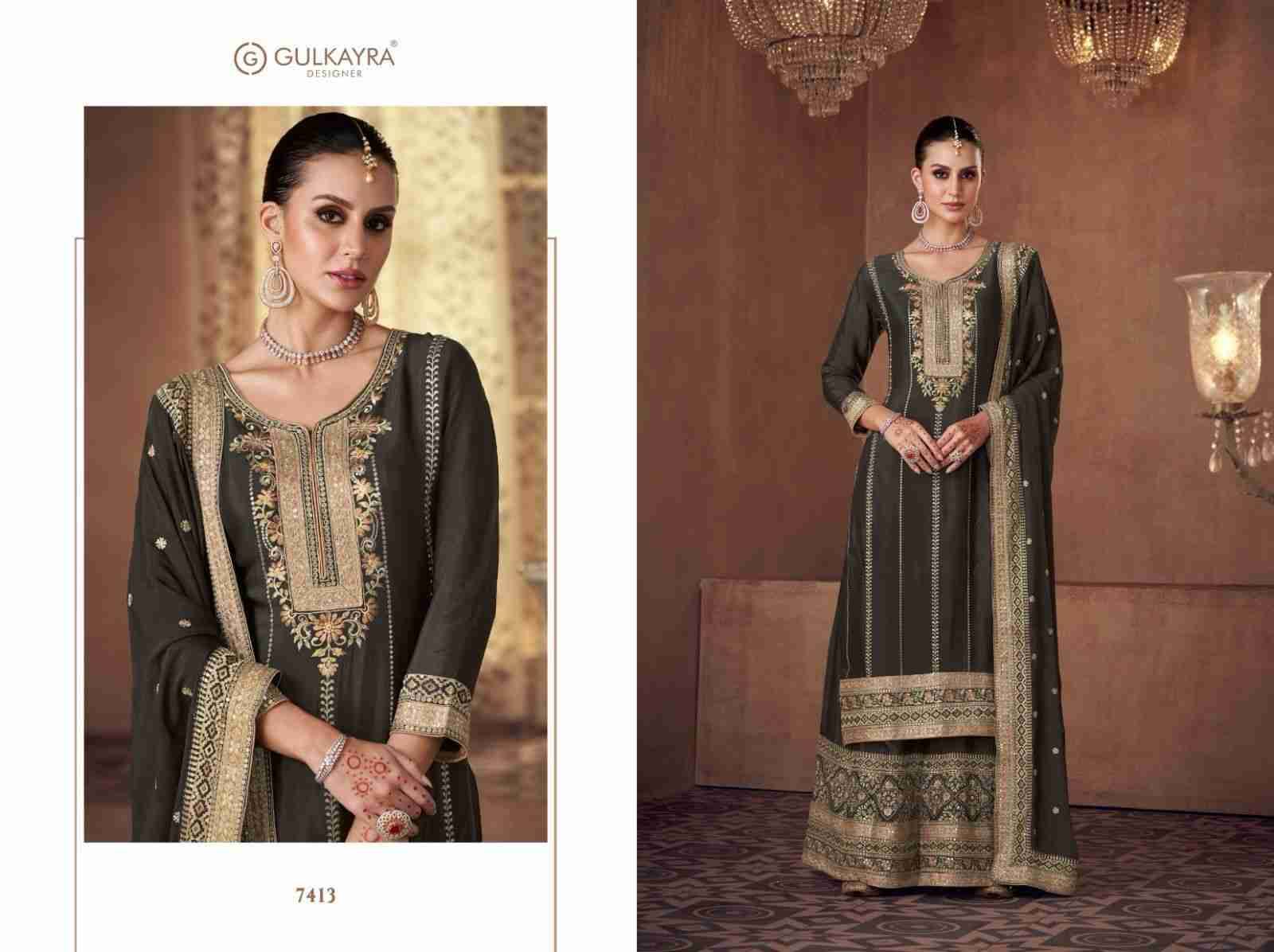 Veeda By Gulkayra Designer 7411 To 7414 Series Designer Festive Suits Beautiful Stylish Colorful Fancy Party Wear & Occasional Wear Chinnon Embroidered Dresses At Wholesale Price