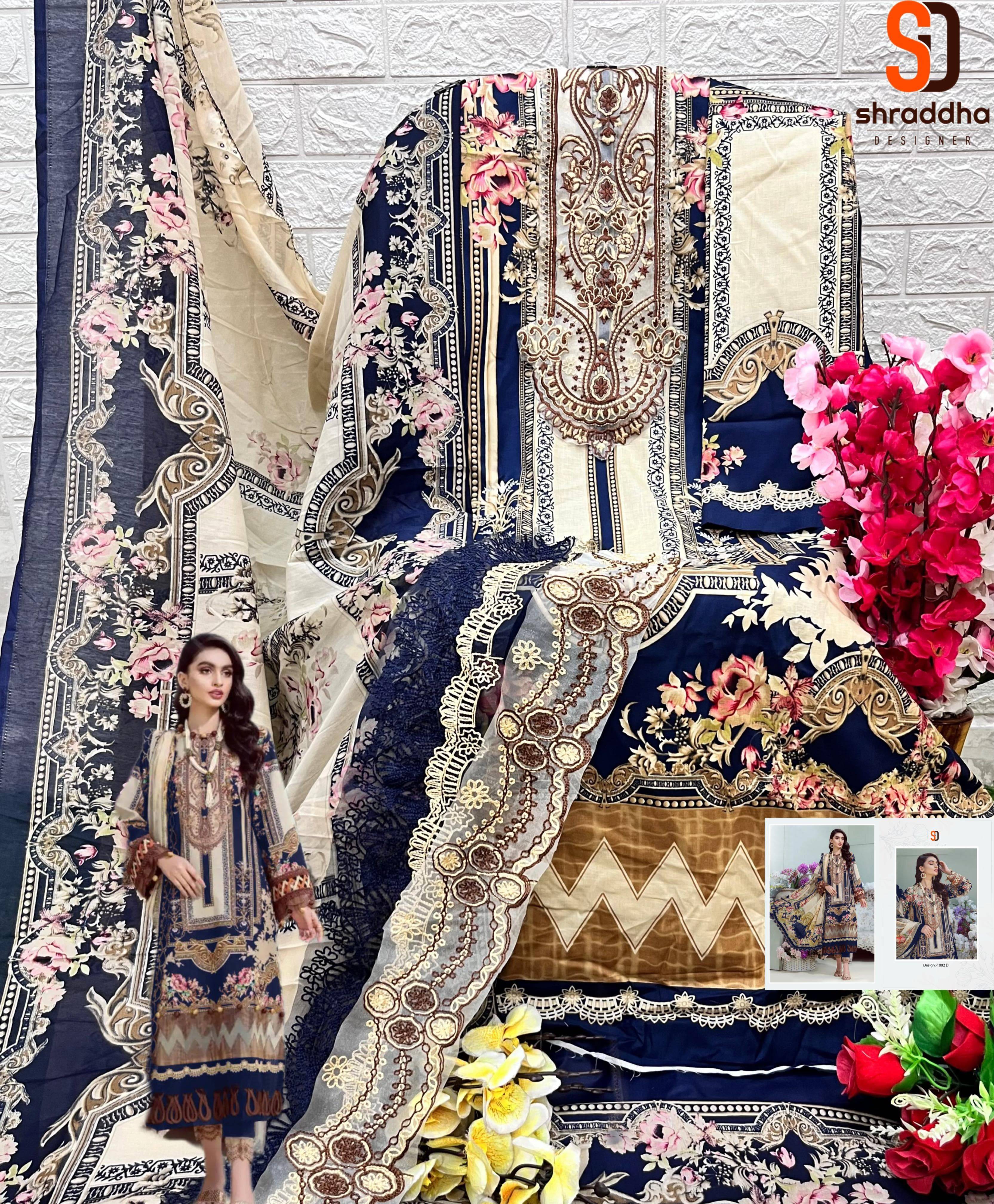 Bliss Vol-3 By Shraddha Designer 3001 To 3004 Series Beautiful Festive Suits Colorful Stylish Fancy Casual Wear & Ethnic Wear Lawn Cotton Embroidered Dresses At Wholesale Price