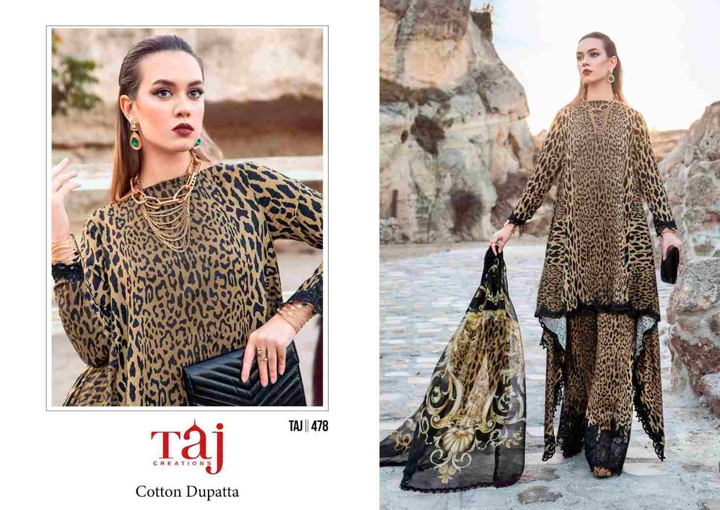 Taj 478 Series By Taj Creation 478 To 480 Series Beautiful Festive Suits Colorful Stylish Fancy Casual Wear & Ethnic Wear Pure Cotton Embroidered Dresses At Wholesale Price