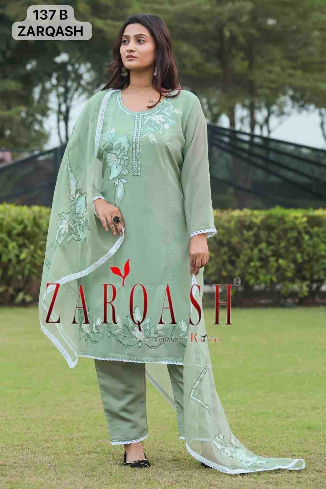 Zarqash Hit Design Z-137 Colours By Zarqash Z-137-A To Z-137-D Series Beautiful Pakistani Suits Colorful Stylish Fancy Casual Wear & Ethnic Wear Faux Georgette Dresses At Wholesale Price